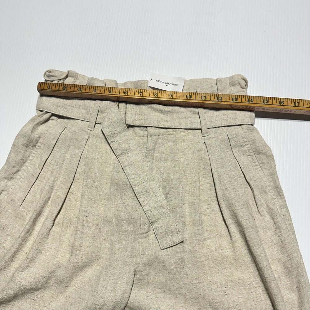 Banana Republic Linen Blend Pants Size 4 Women’s Wide Leg Beige Paperbag NWT - Picture 8 of 10